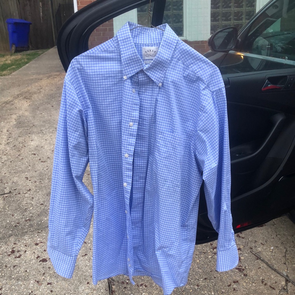 Blue Casual Button Down Shirt with Textured Fabric